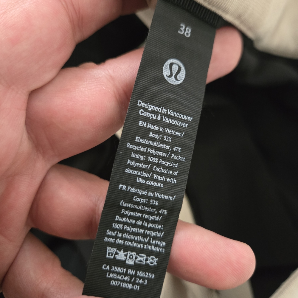 Lululemon Pants Men’s Size 38 Light Cream Relaxed Taper Smooth Twill - Picture 8 of 10